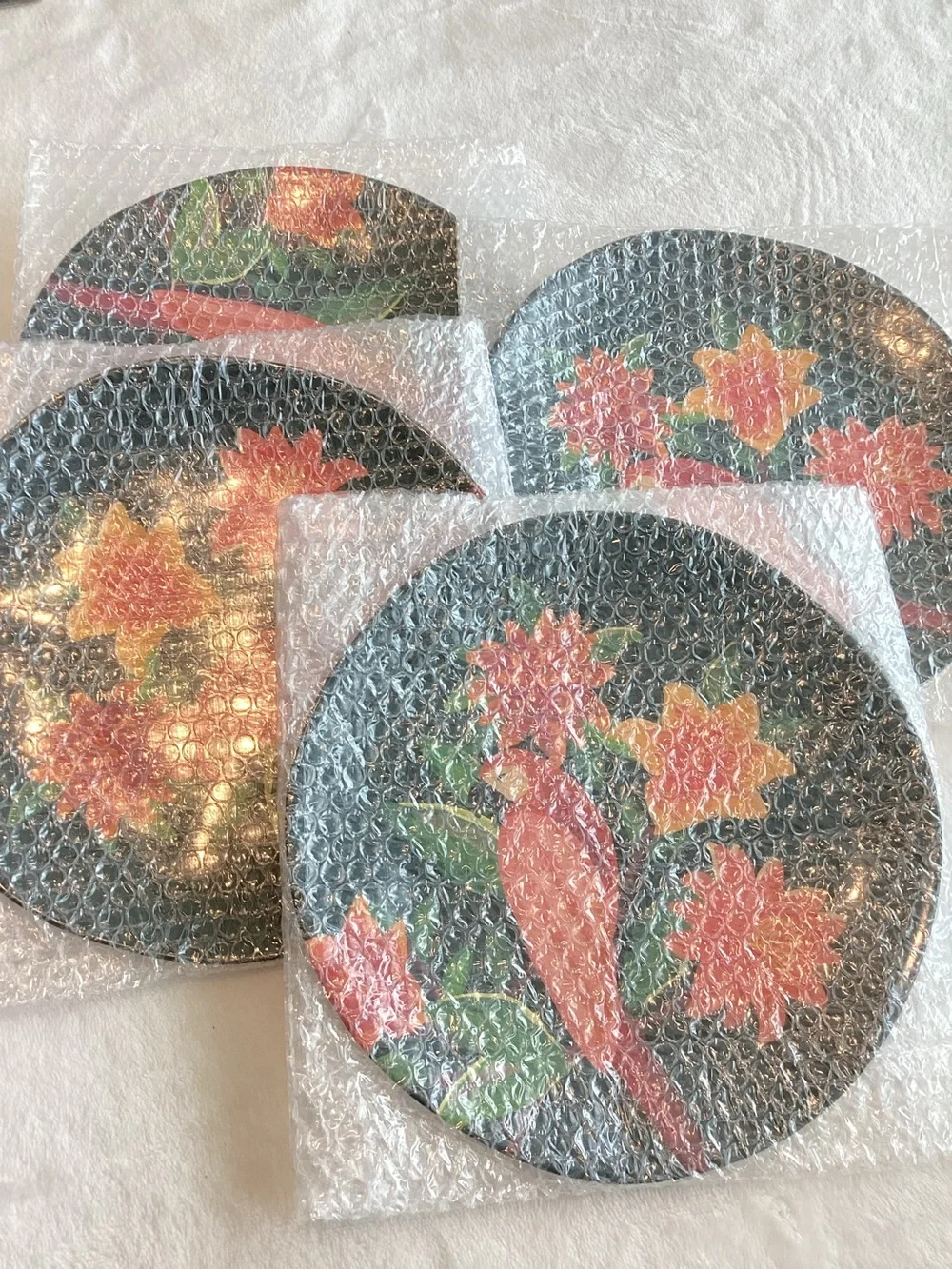 Anthropologie Melamine Plates Dessert Tropical Birds 8.5”  FARM Rio Set of 4